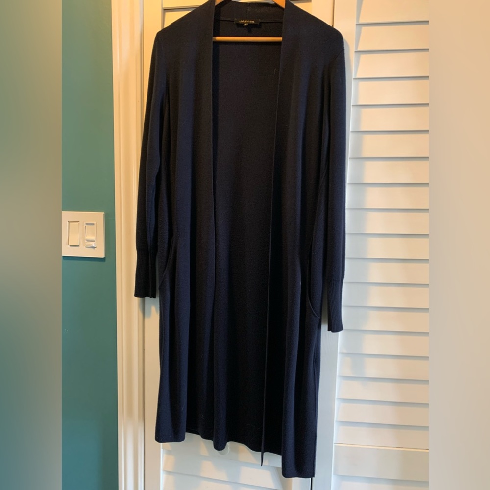 Jaeger wool blend dark navy sweater size medium